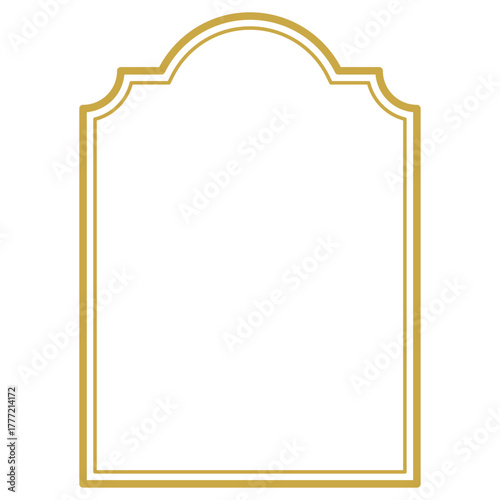 シンプルな四角形の二重枠・フレーム（金・角丸）041