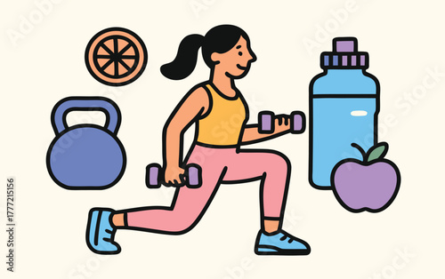 Healthy Lifestyle and Fitness Elements Collection