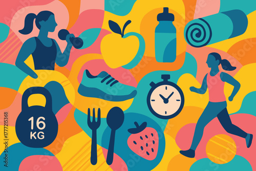 Healthy Lifestyle and Fitness Elements Collection