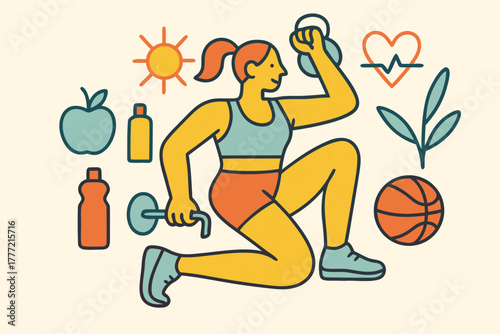 Healthy Lifestyle and Fitness Elements Collection