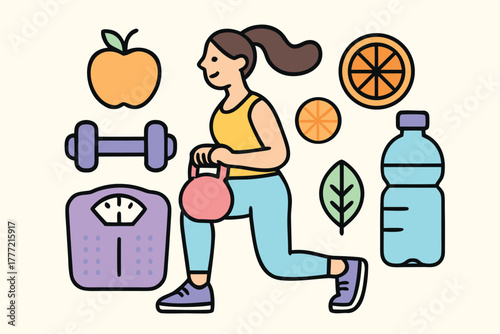 Healthy Lifestyle and Fitness Elements Collection