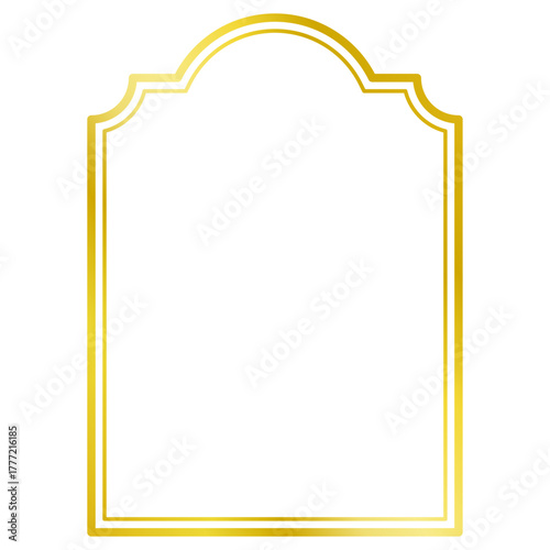 シンプルな四角形の二重枠・フレーム（金のグラデーション・角丸）042