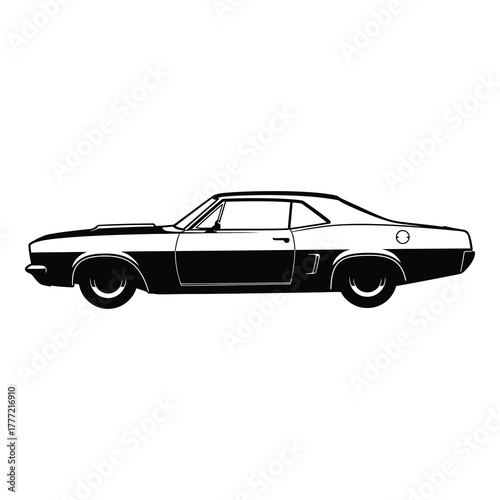 Classic muscle car silhouette capturing vintage automotive style and timeless design for retro enthusiasts and collectors