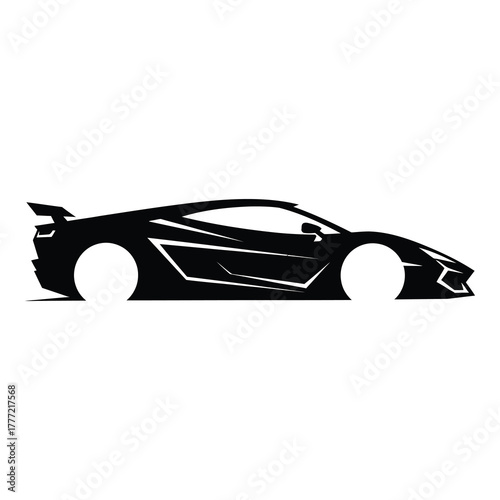 Sleek black sports car silhouette conveying speed, power, and modern automotive design for dynamic branding and advertising.