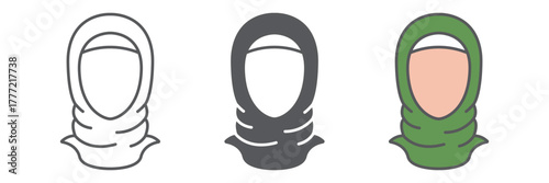 Hijab icon, arab and woman, islam girl sign, vector graphics, a linear pattern on a white background editable stroke