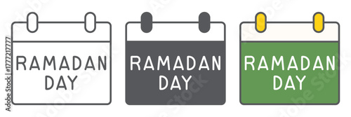 Ramadan calendar icon, date and islam, ramadam day sign, vector graphics, a linear pattern on a white background, editable stroke
