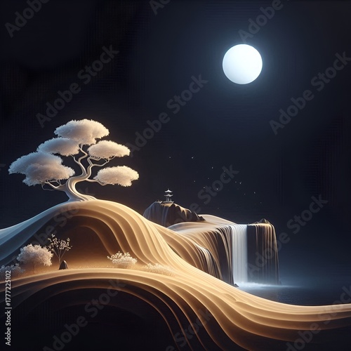 night landscape with moon