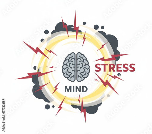 Brain Under Stress Mental Health Awareness and Management Illustration