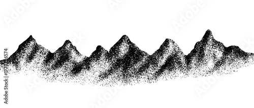 Grain stippled texture mountain range. Spray Painted mountain landscape on vintage style. use for print art, poster, cover, banner