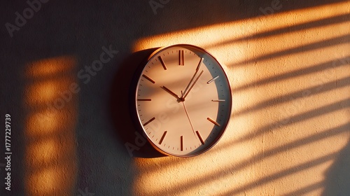 Wallpaper Mural Wanduhr im warmen Sonnenlicht mit weichen Schatten an der Wand
 Torontodigital.ca