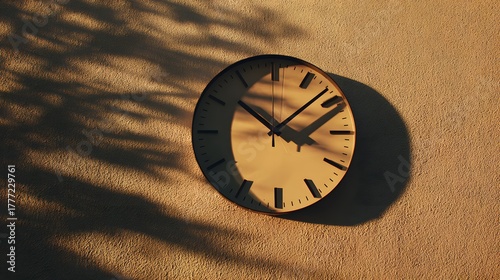 Wallpaper Mural Wanduhr im warmen Sonnenlicht mit weichen Schatten an der Wand
 Torontodigital.ca