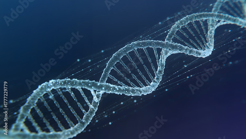 DNA double helix structure on dark blue background