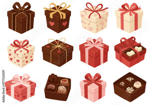 Collection of Chocolate Boxes for Valentine's Day, Gifts, and Special Occasions