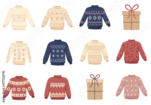 Festive Sweaters & Gift Boxes A Cozy Holiday Pattern Collection