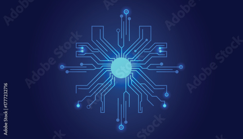 Abstract glowing  blue circuit board pattern representing digital technology and networks