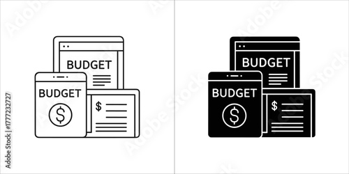 Budget icon set showing financial planning and money management