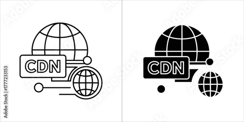 Cdn icon with globe and network connections
