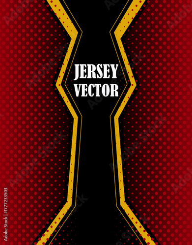 Red and Black Minimal Jersey Template with Gold Accents, Futuristic biker, footballer, cricketer, soccer, volleyballer, jumper, tennis, dress design template, Creative, Modern trendy Jersey vector.