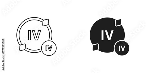 Roman numeral iv icons, one black and white