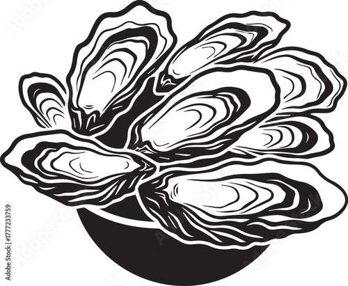 Cluster of Oysters in a Bowl Icon seafood shellfish