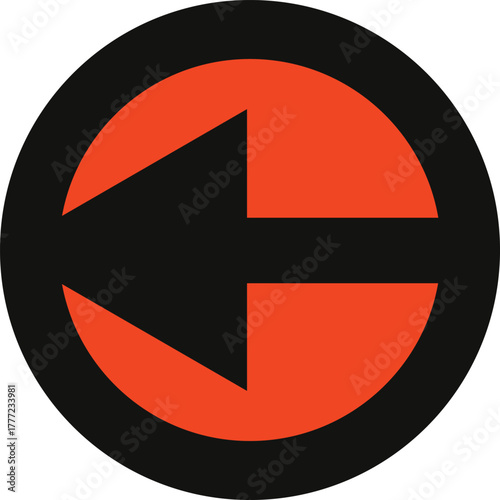 Red Circle With Black Arrow Pointing Left Symbol direction