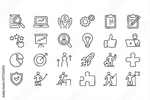 Modern outline icon collection for business, planning, and marketing projects
