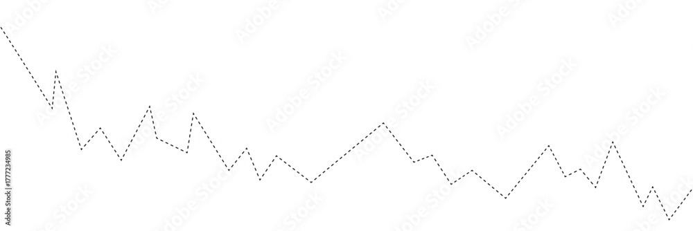 Naklejka premium Dashed line with alternating upward and downward movements forming a variable shape element. Vector illustration EPS 10 .
