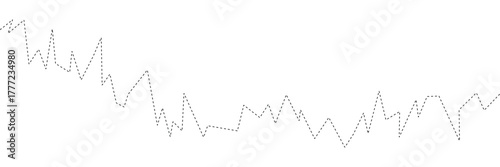 Dashed line with alternating upward and downward movements forming a variable shape element. Vector illustration EPS 10 .