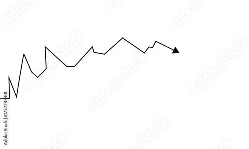 Black jagged line graph showing a downward trend isolated on transparent background .Vector illustration EPS 10 .