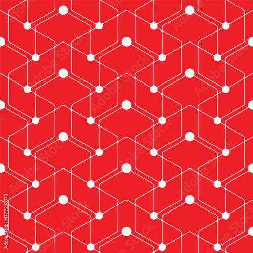 Red Geometric Hexagon Seamless Pattern Background