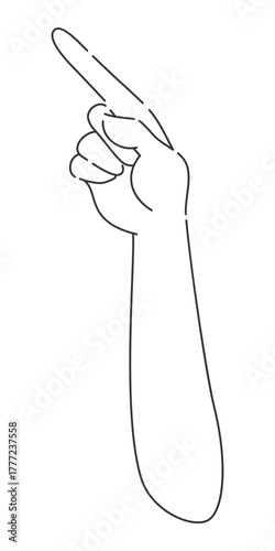 斜め方向に指差しの手・腕・肘