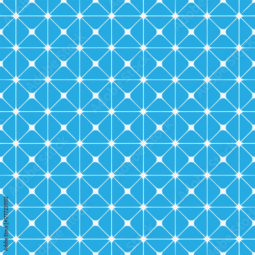 Blue Geometric Lattice Pattern with White Star Grid