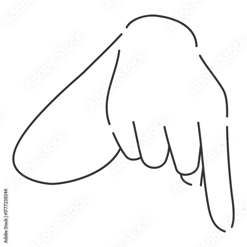 下向きに指差しの手・腕・肘