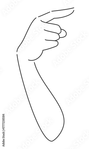 横方向に指差しの手・腕・肘　手の甲側