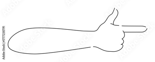 親指を立て腕を伸ばして横方向に指差しの手・腕・肘　手の甲側