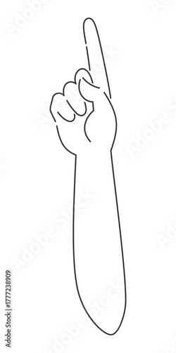 上方向に指差しの手・腕・肘　手のひら側