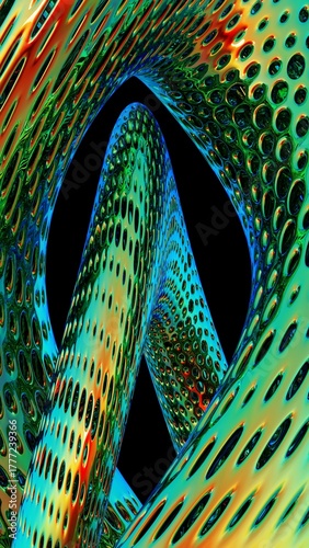 Colorful abstract 3d structure design, tubes, perforated abstract