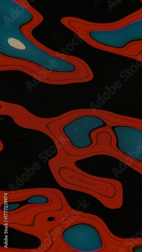 Abstract colorful waves on black background design, red, blue