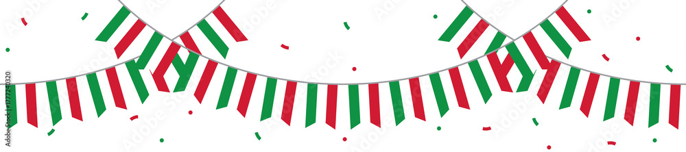 Fototapeta premium Seamless national flag of Italy party bunting border. Flat design illustration.