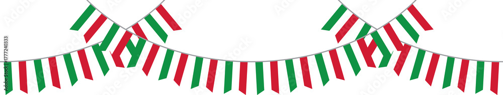 Fototapeta premium Seamless national flag of Italy party bunting border. Flat design illustration.
