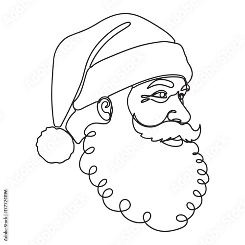Classic santa claus line drawing for christmas designs isolated on white background