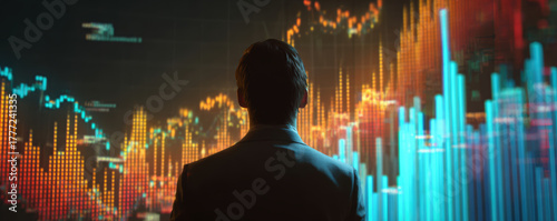 Man watches colorful financ...