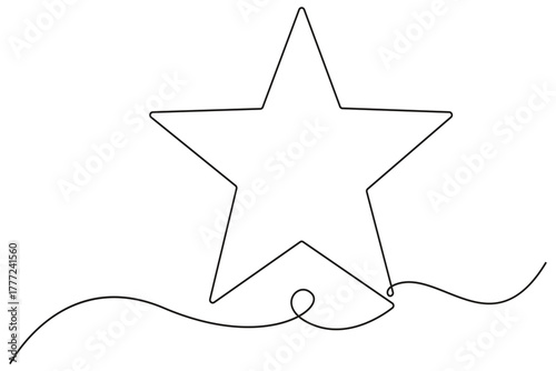 Continuous line drawing of stars in minimal style on white background.Simple single line art illustration of multiple stars abstract design.
