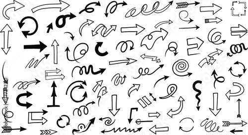 Arrows Galore: An eye-catching assortment of black arrows on display, each with its unique form and direction, offering a versatile visual language.