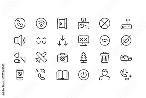 Vector line icons collection for mobile apps, digital devices, and UI projects