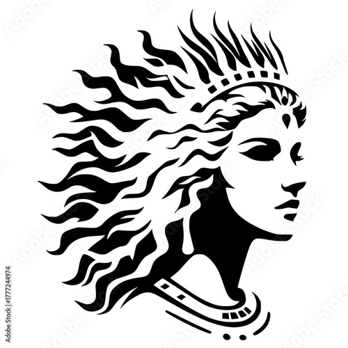 Silhouette portrait of a mythological queen