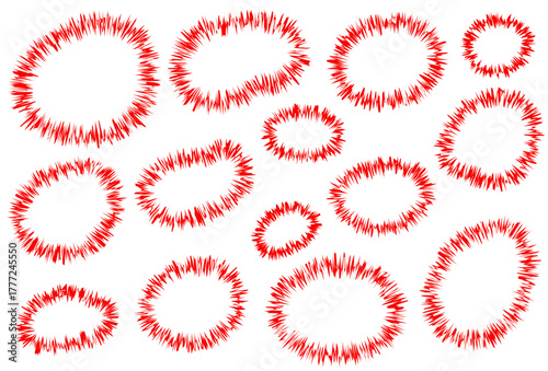 ギザギザのフレーム素材　赤色