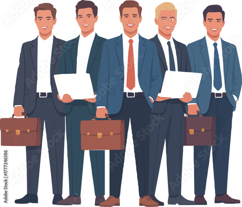 Businessmen Team Vector Illustration  Corporate Group and Office People Concept