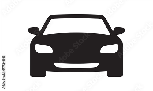 Front View Car Icon – Black Silhouette for Automotive, Transport, and UI Design