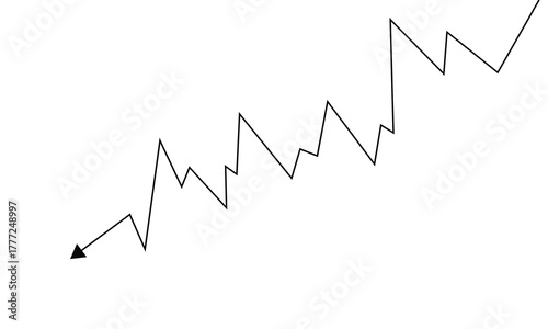 Black jagged line graph showing a downward trend isolated on transparent background .Vector illustration EPS 10 .